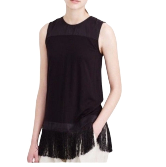 J.Crew Black Sleeveless Fringe Top | Size M | NWT - Picture 2 of 10